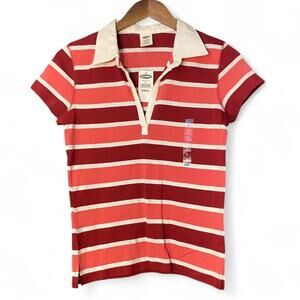 y2k Old Navy red & pink low cut polo baby tee